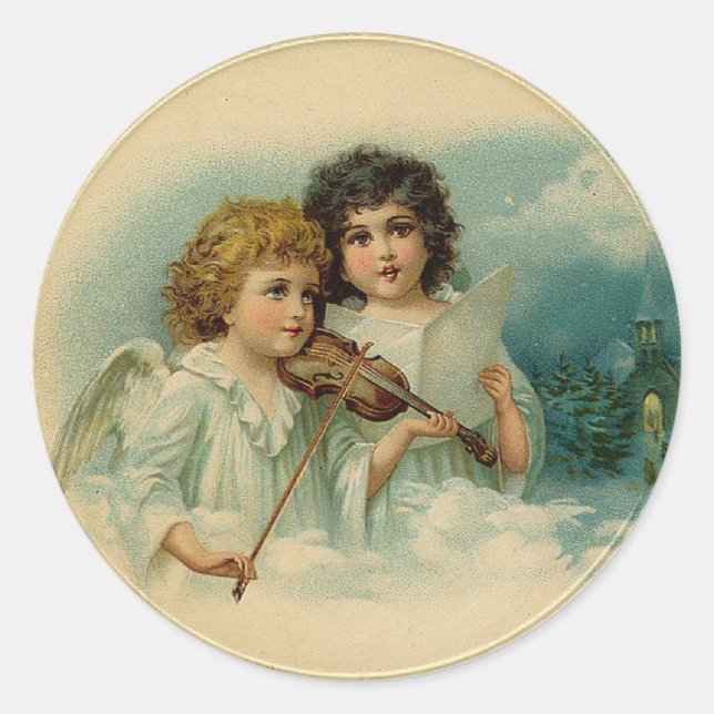 Autocollant d'anges de Noël vintage (Devant)