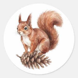 Autocollant d'animal de forêt de couleur rouge à l