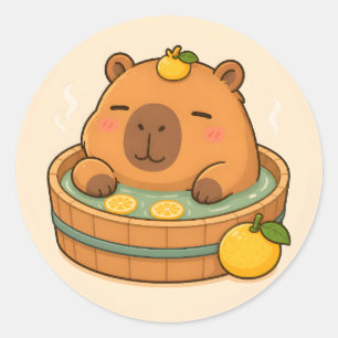 Autocollant d'animal mignon Capybara Yuzu Spa Kawa