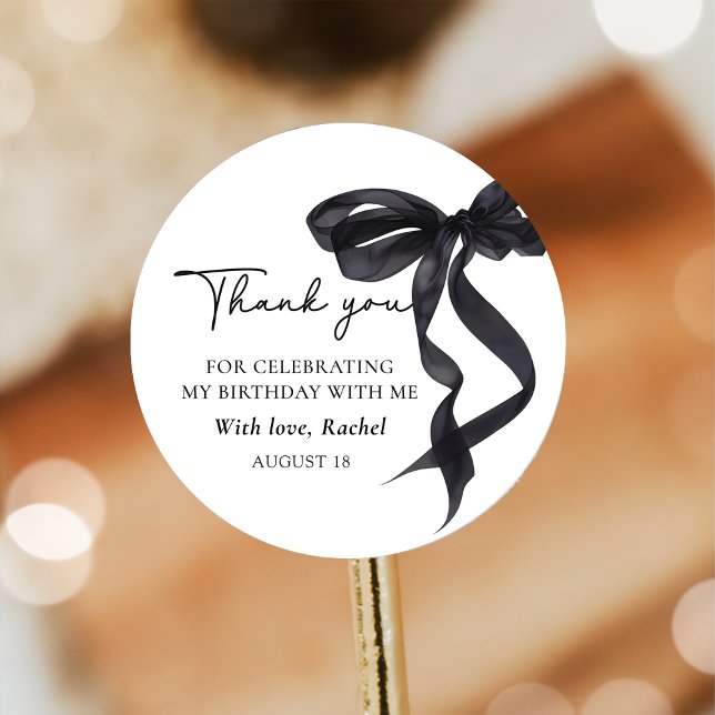 Autocollant d'anniversaire à nœud noir Coquette él (Créateur téléchargé)
