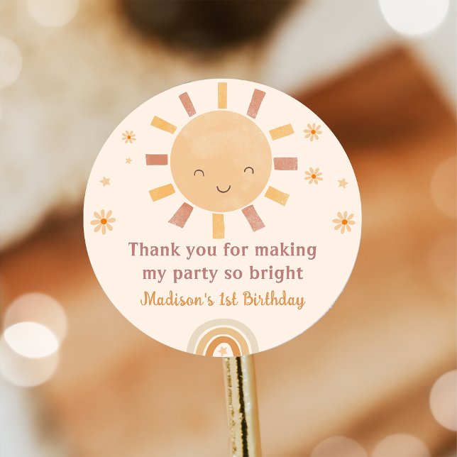Autocollant d'anniversaire Boho Little Sunshine (Créateur téléchargé)