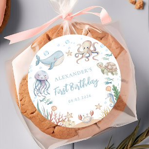 Autocollant d'anniversaire d'animaux de l'océan so