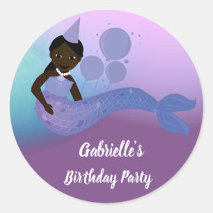 Autocollant d'anniversaire d'une sirène violette d