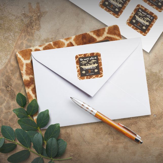 Autocollant d'anniversaire girafe à motif animal (Créateur téléchargé)