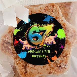 Autocollant d'anniversaire Graffiti Six Seven Kids