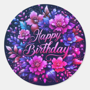 Autocollant d'anniversaire : mélange rose violet f