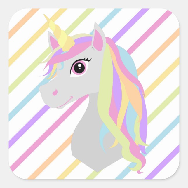 Autocollant d'anniversaire Rainbow Unicorn (Devant)