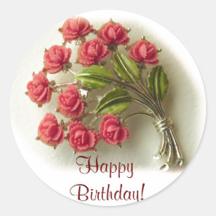 Autocollant d'anniversaire Rose vintage