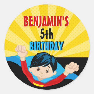 Autocollant d'anniversaire Superhero