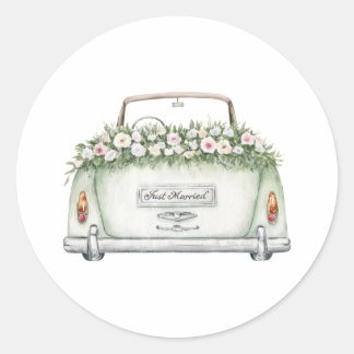 Autocollant d'aquarelle de voiture juste marié