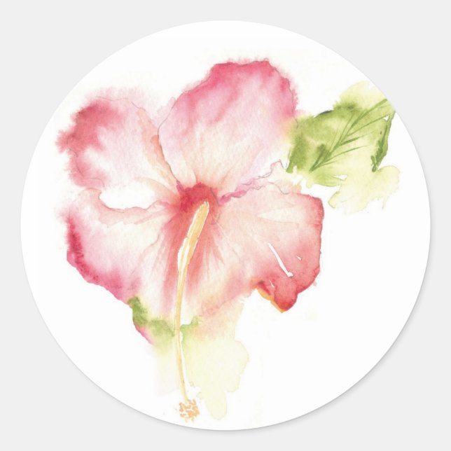 Autocollant d'aquarelle Hibiscus (Devant)
