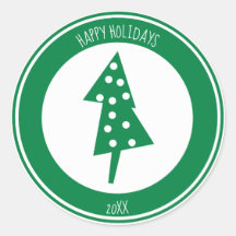 Autocollant d'arbre de vacances personnalisé vert 