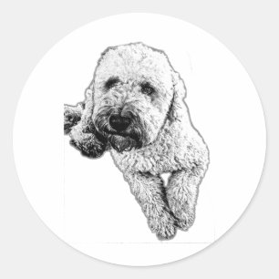 Autocollant d'art à l'encre de chiot Lagotto réali