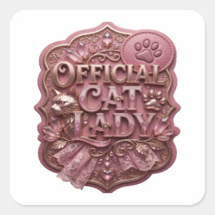 Autocollant d'art Dame aux chats officielle en or 
