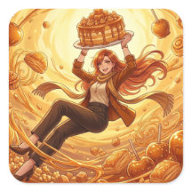 Autocollant d'art d'anime de dessert au caramel