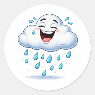 Autocollant d'art de nuage de pluie riant heureux