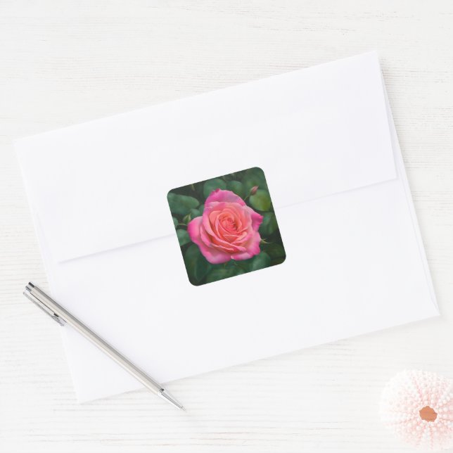 Autocollant d'art de rose rose Pretty (Enveloppe)