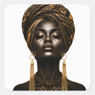 Autocollant d'art élégant de femme noire africaine