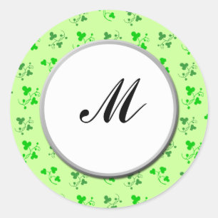 Autocollant d'art Shamrock vert Monogramme personn