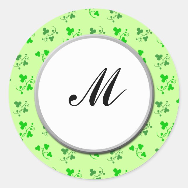 Autocollant d'art Shamrock vert Monogramme personn (Devant)