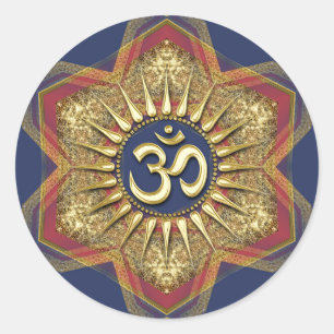 Autocollant d'art spirituel Om Gold Hexagon