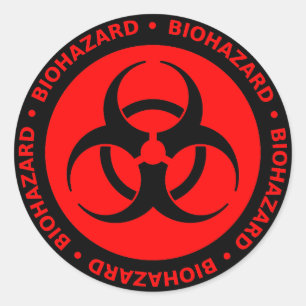 Autocollant d'avertissement de Biohazard rouge