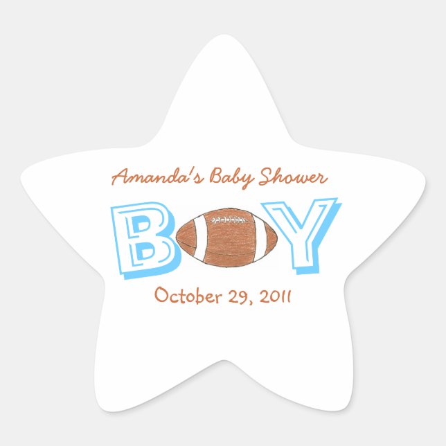 Autocollant de baby shower à thème pour le footbal (Devant)