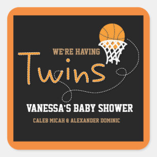 Autocollant de Baby Shower BASKETBALL Typographie 