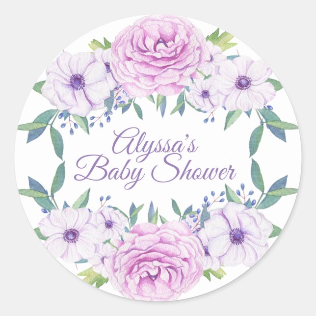 Autocollant de Baby shower blanc Lilac (Devant)