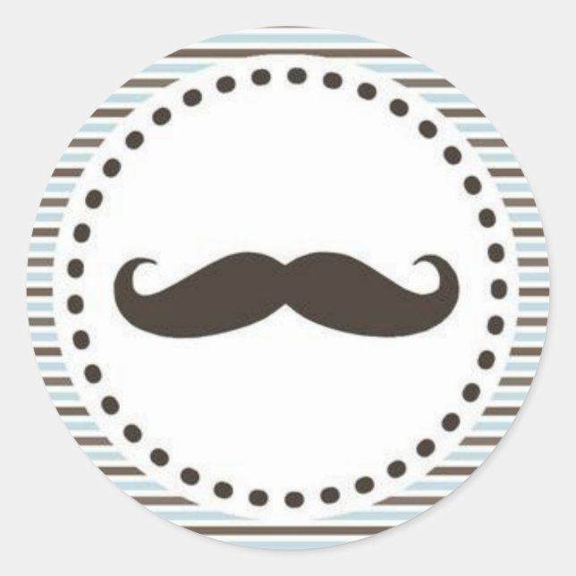 Autocollant de Baby shower Brown et bleu moustache (Devant)