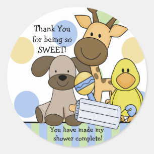 Autocollant de baby shower d'animaux de bébé