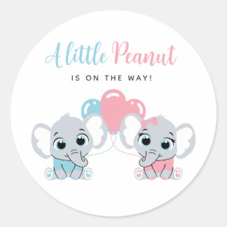 Autocollant de Baby Shower Éléphant Rose et Bleu B