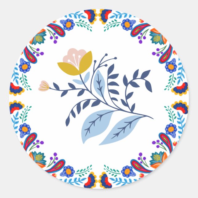 Autocollant de Baby shower Floral Fiesta mexicain (Devant)