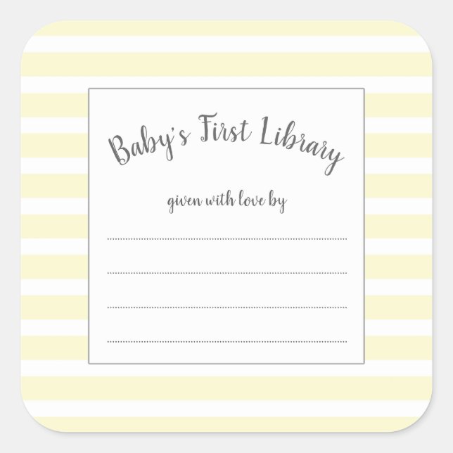 autocollant de baby shower neutre en bande jaune (Devant)
