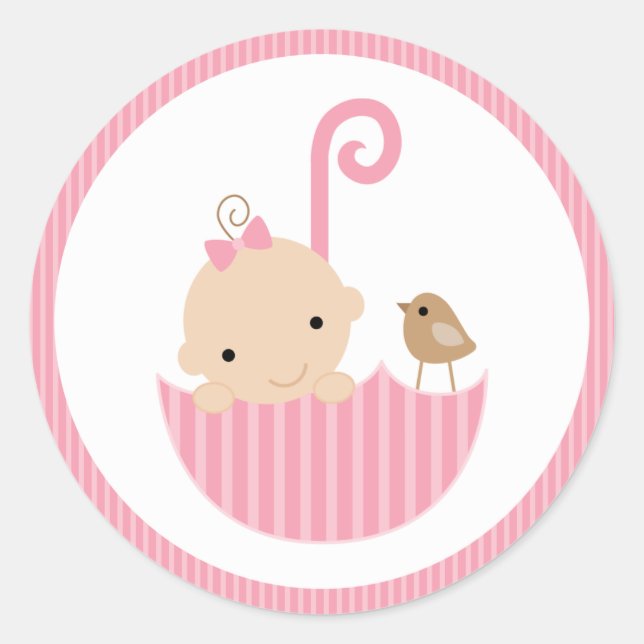 autocollant de baby shower rose {baby shower} (Devant)