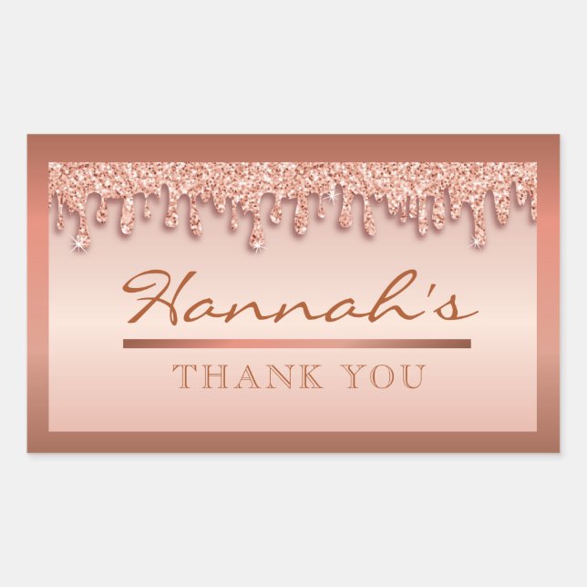 Autocollant de Baby Shower Rose Gold Sparkle Dripp (Devant)