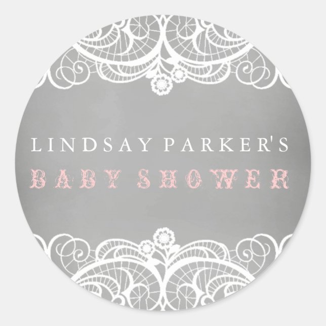 Autocollant de Baby shower Rustique en dentelle et (Devant)