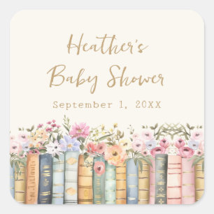 Autocollant de Baby Shower sur le thème du livre