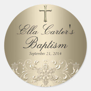 Autocollant de baptême Croix et Flocon de Neige Do
