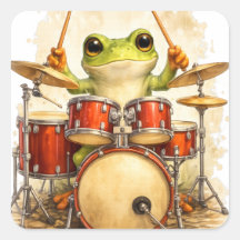 Autocollant de batteur de grenouille mignon – Art 