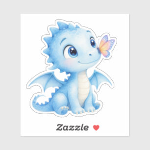 Autocollant de bébé dragon mignon aquarelle avec p