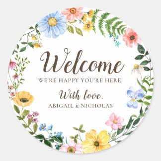 Autocollant de bienvenue de mariage Bohème Fleur S