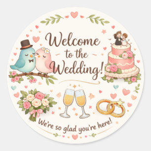 Autocollant de bienvenue de mariage floral élégant