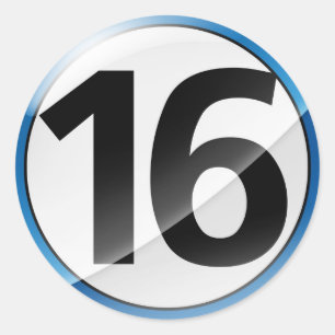 Autocollant de bleu du numéro 16