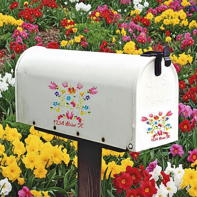 Autocollant de boîte aux lettres à points floraux (Créateur téléchargé)