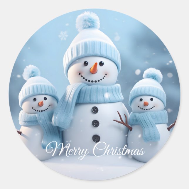 Autocollant de bonhomme de neige de Noël mignon (Devant)