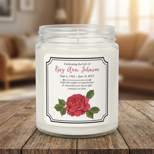 Autocollant de bougie de souvenir de pivoine perso (Créateur téléchargé)