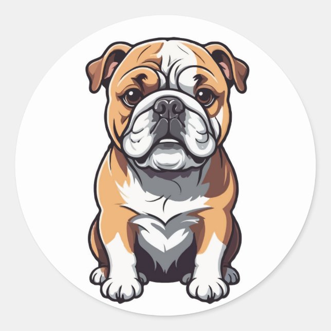 Autocollant de Bulldog anglais adorable - jolie ra (Devant)