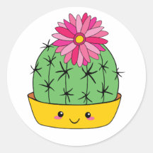 Autocollant de cactus de dessin animé Kawaii visag