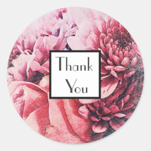 Autocollant de Cadeau de Mariage Merci Chrysanthèm